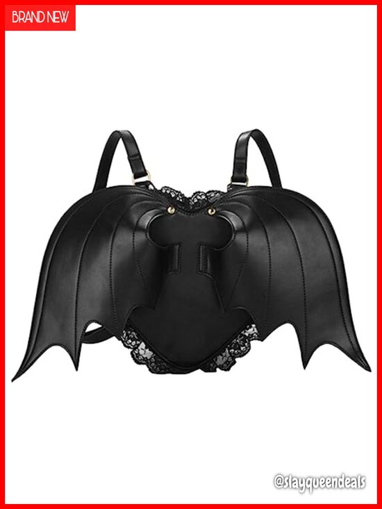 Faux Leather Backpack Bat Wing Gothic Lolita Daypack Lace Purse main image 4